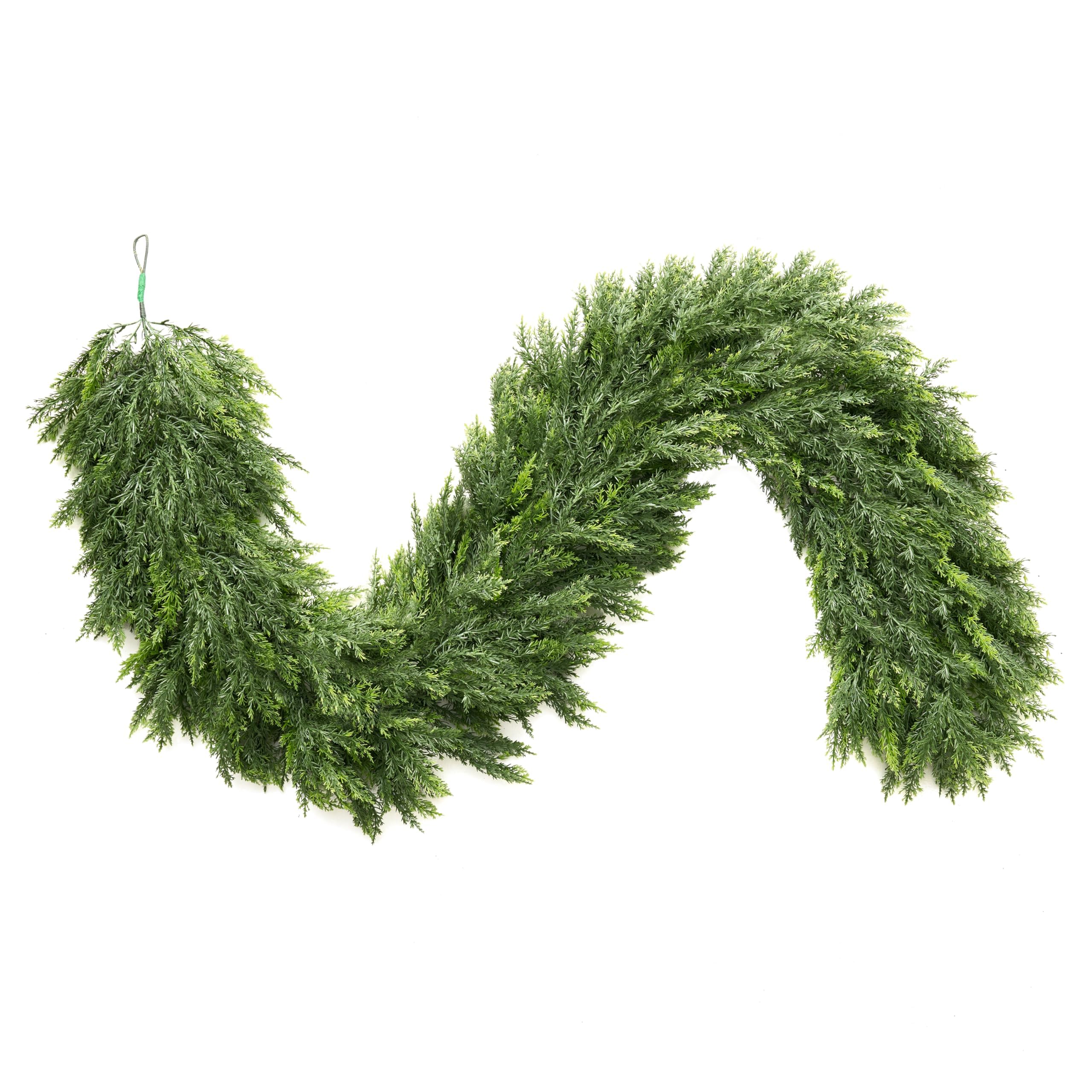 JOYIN Weihnachtsgirlande aus Zedernholz, realistisches Kiefern-Design, dick, üppig und biegbar, grüne Weihnachtsgirlande für Kaminsims, Tisch, Veranda, Innenbereich, Weihnachts-Party-Dekorationen