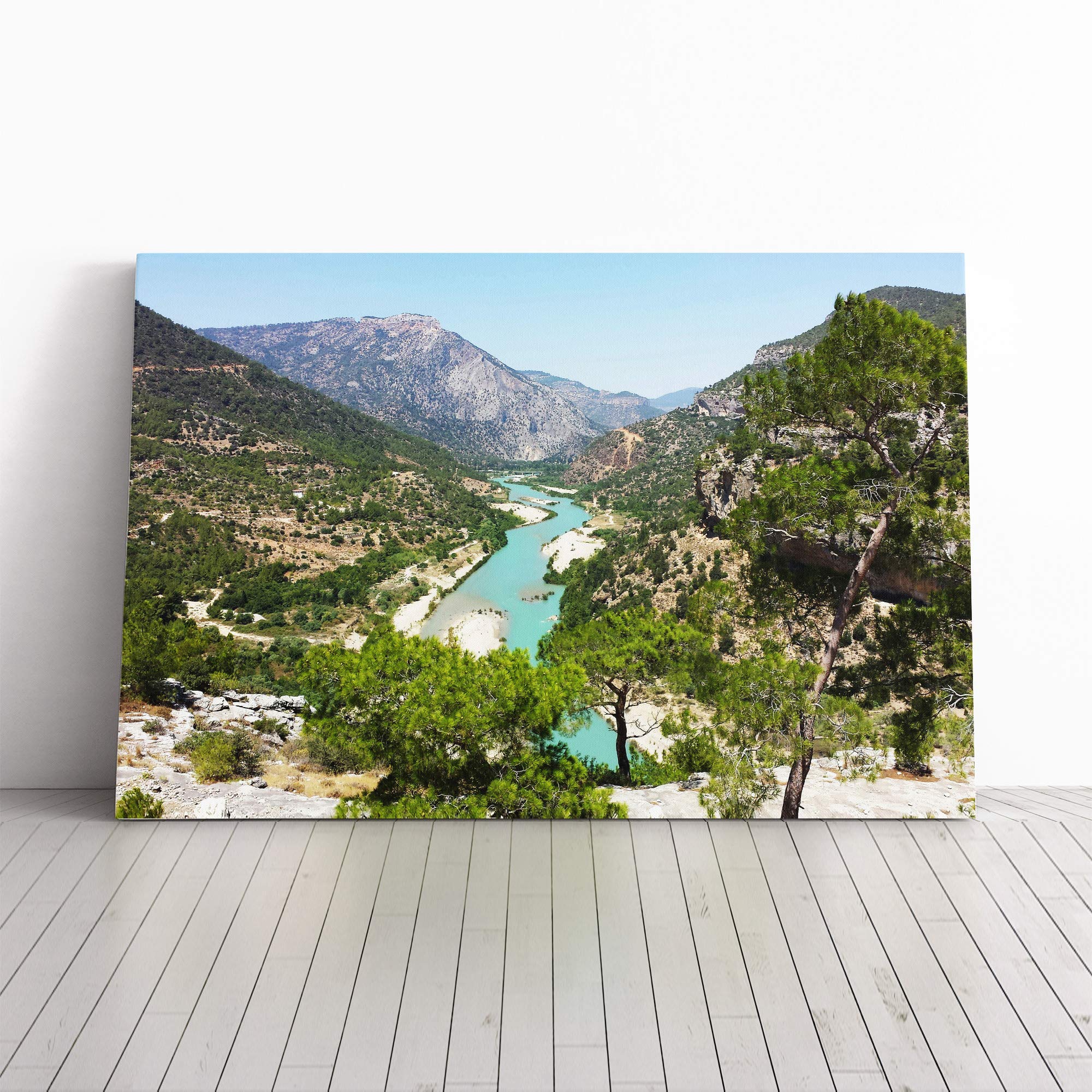 Landscape Turkey Mountains and Lake Canvas Print | Gallery Wrapped 30mm Frame Wall Art | 20x14 inches | Ready to Hang | Contemporary Landscape Picture | Living Room Bedroom Lounge Office
