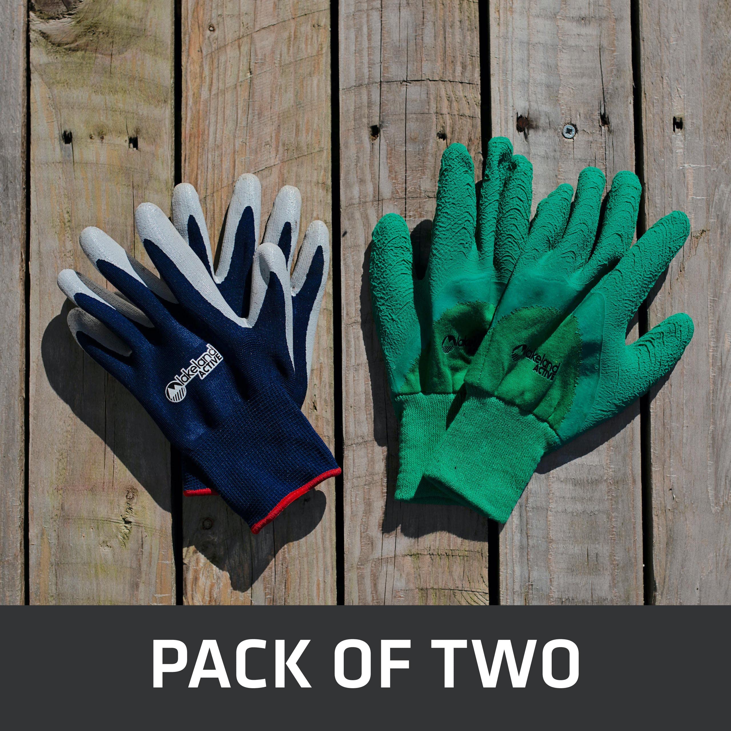 Lakeland Active 2 works Multipurpose Gardening Work Gloves - Field Green & Oxford Blue - X-Large, XL (Pack of 2) - Image 2
