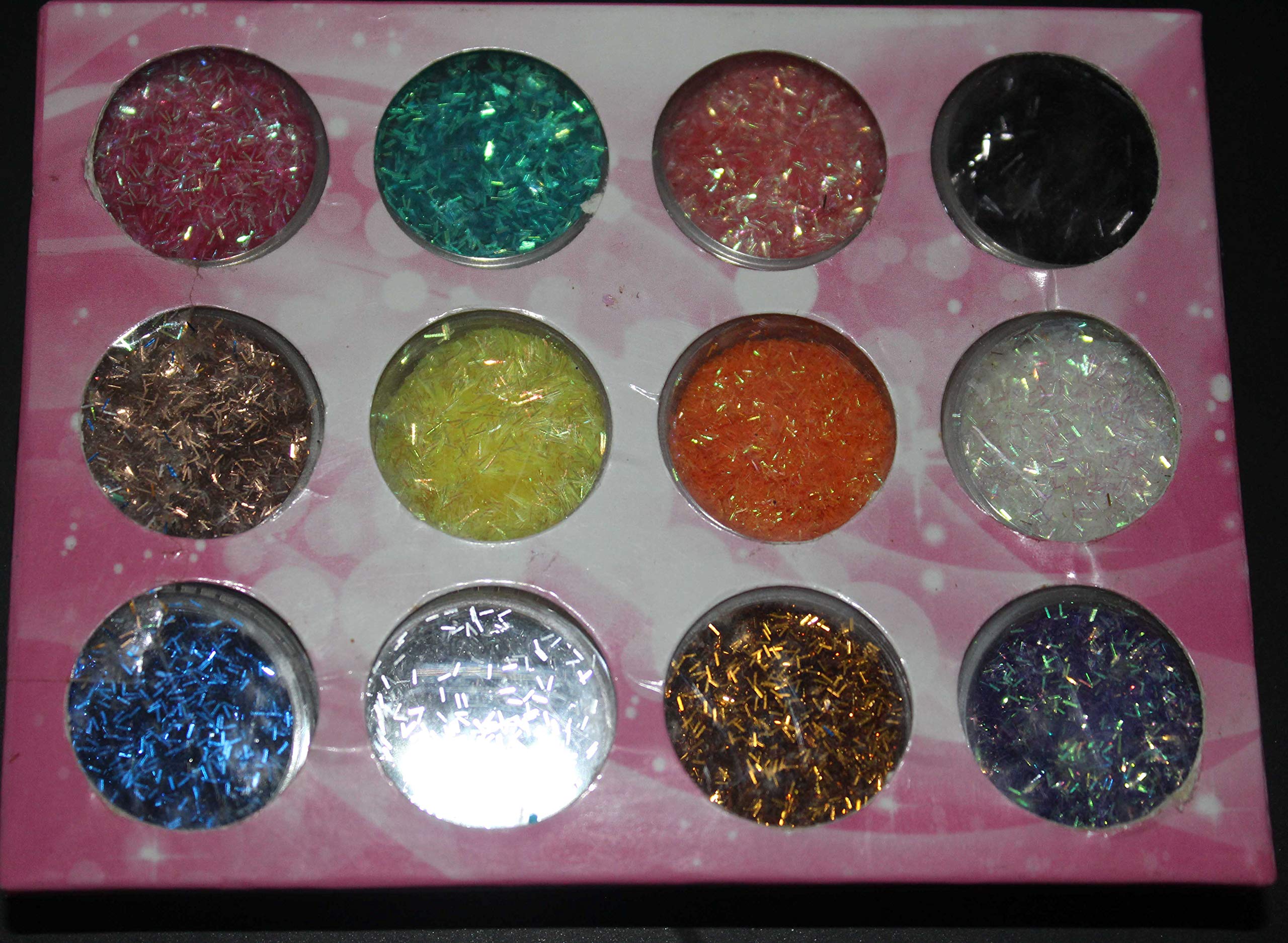 Tamilnadu Shopping 12 Color Short Glitter Strip Lace Nail Art Design Set