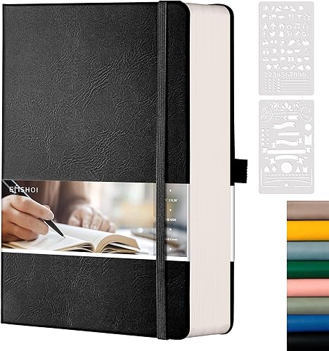 EMSHOI Cuaderno de 320 páginas de tapa dura A5, papel grueso sin ácidos de 3.53 ozm, cuaderno de cuadrícula de puntos para mujeres y hombres, diario