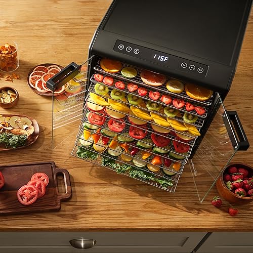 Miniatura 11 de Excalibur Deshidratador eléctrico de alimentos Select Series 10 bandejas con control de temperatura ajustable, incluye bandejas de secado cromadas,