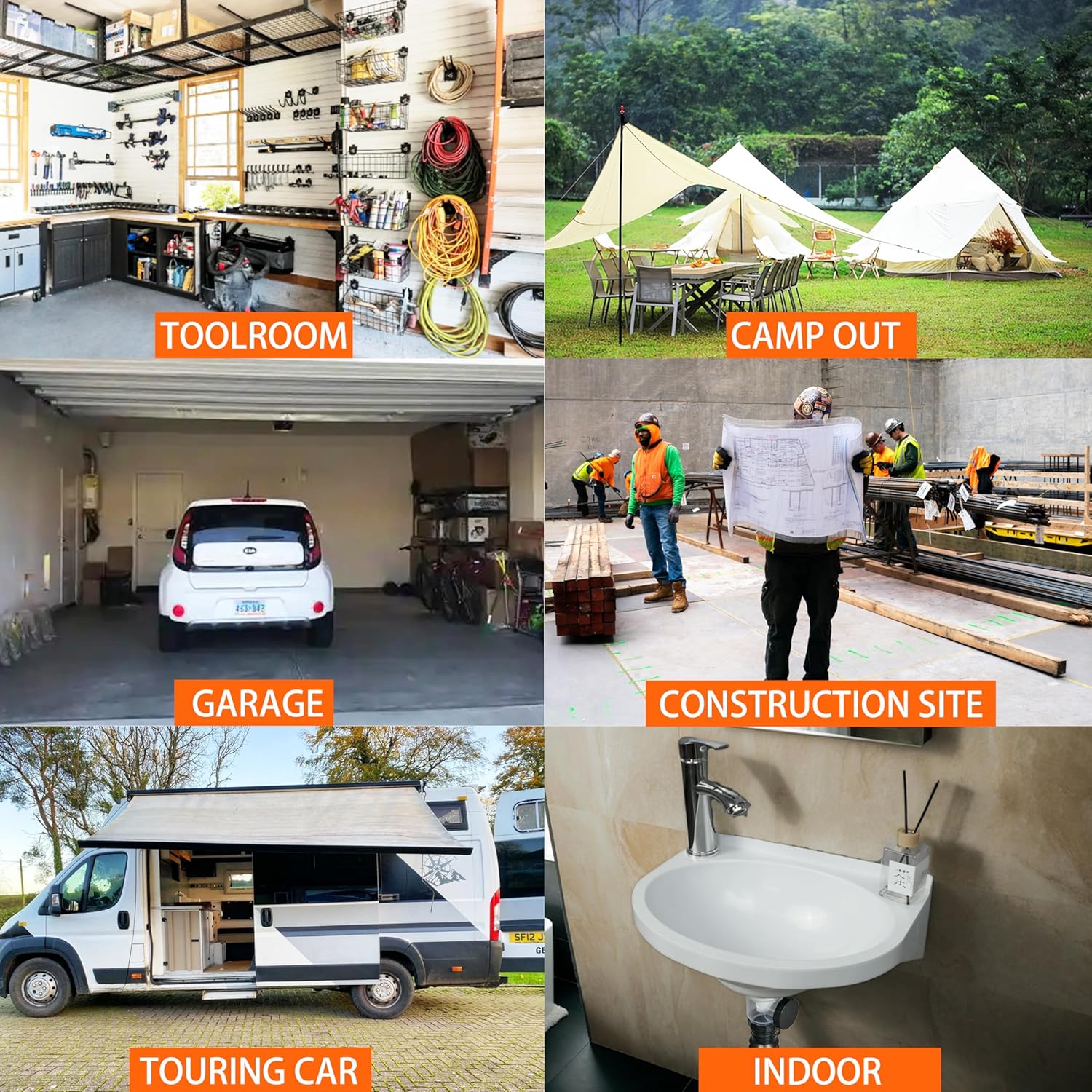 Small Bathroom Sink Wall Mount Bathroom Sink Wash basin, No-Drill Installation Self-Adhesive Sink 15.7 x 11 Inch with 1.26/0.86 Inch Faucet Hole, Mini Rv sink Plastic Sink for Home, Dorm, Garage