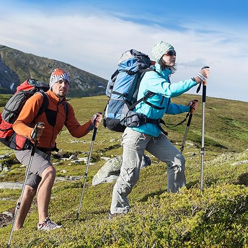 Miniatura 2 de TOBTOS Bastones de senderismo telescópicos, paquete de 2  Bastones de senderismo ajustables y bastones para caminar, aluminio 7075 con empuñaduras