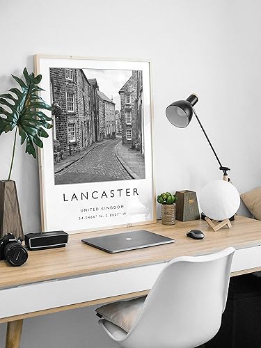 Miniatura 2 de Lancaster - Póster de viaje de Lancaster Inglaterra, impresión de viaje del Reino Unido, arte de viaje, póster de viaje, blanco y negro #780