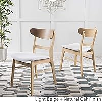 Vista 4 de Christopher Knight Home Idalia - Juego de 2 sillas de comedor, color beige claro y acabado en roble