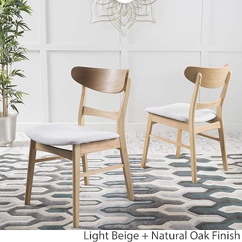 Miniatura 4 de Christopher Knight Home Idalia - Juego de 2 sillas de comedor, color beige claro y acabado en roble