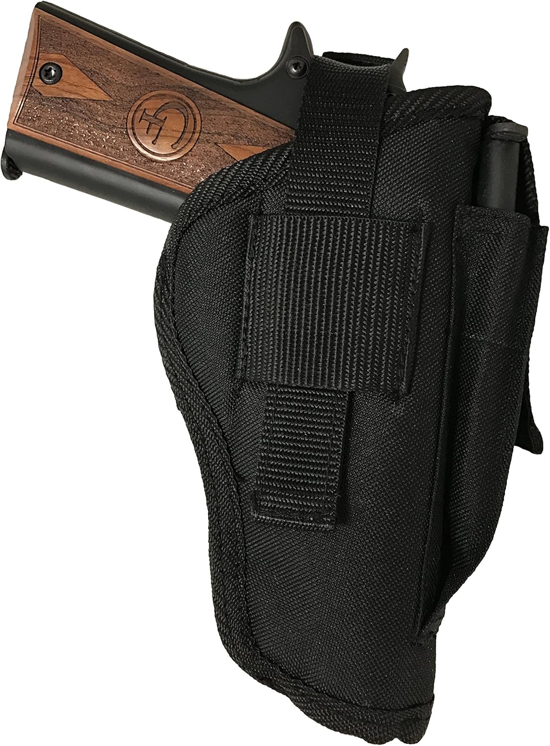 Gun Holster fits Desert Eagle Baby Desert Eagle 4.72" Barrel Black Nylon Ambidextrous Use Left or Right Built in Magazine Holder Adjustable Retention Strap Gun Slinger Holster