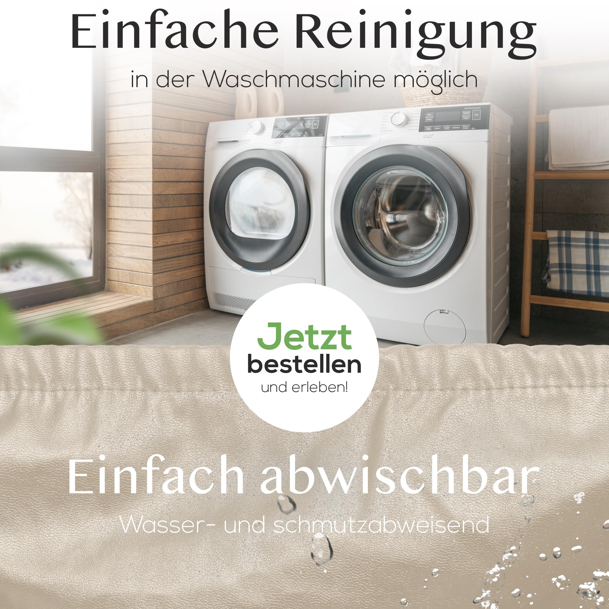 Innerspace Stuhlhussen 4er Set in Beige | Blickdichte, Wasserabweisende, Elastische Stuhlbezüge für Kinder & Haustiere | Stuhl Überzüge für Schwingstühle/Freischwinger – Jetzt Set wählen!