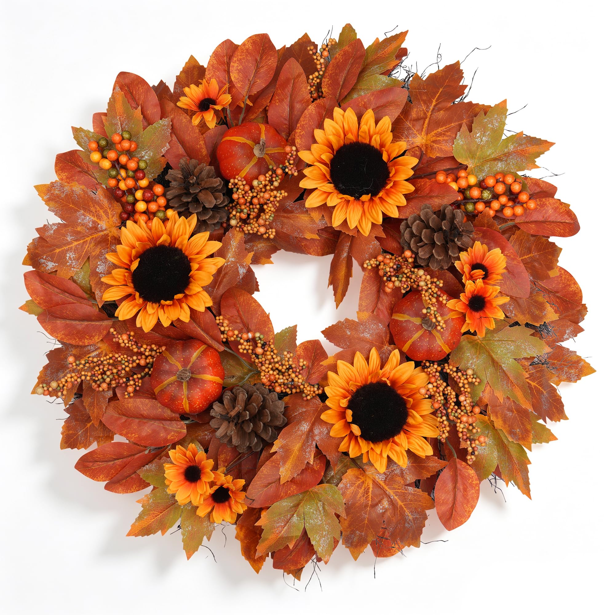 Couronne d'automne de tournesols de 61 cm pour porte d'entrée