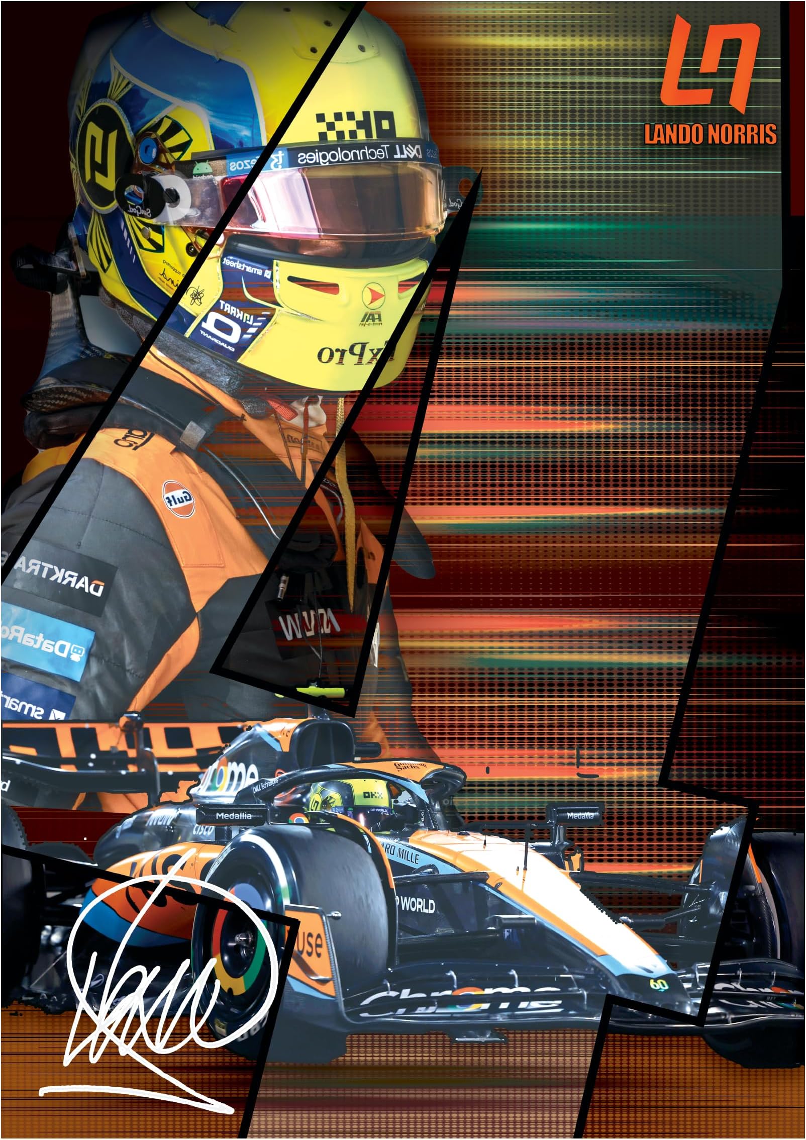 Zephy Lando Norris Poster F1 Merch, F1 Merchandise, F1 Wall Art, 200 GSM FSC Satin Finish Formula 1 Poster Print A3 Size Designed And Made In The UK
