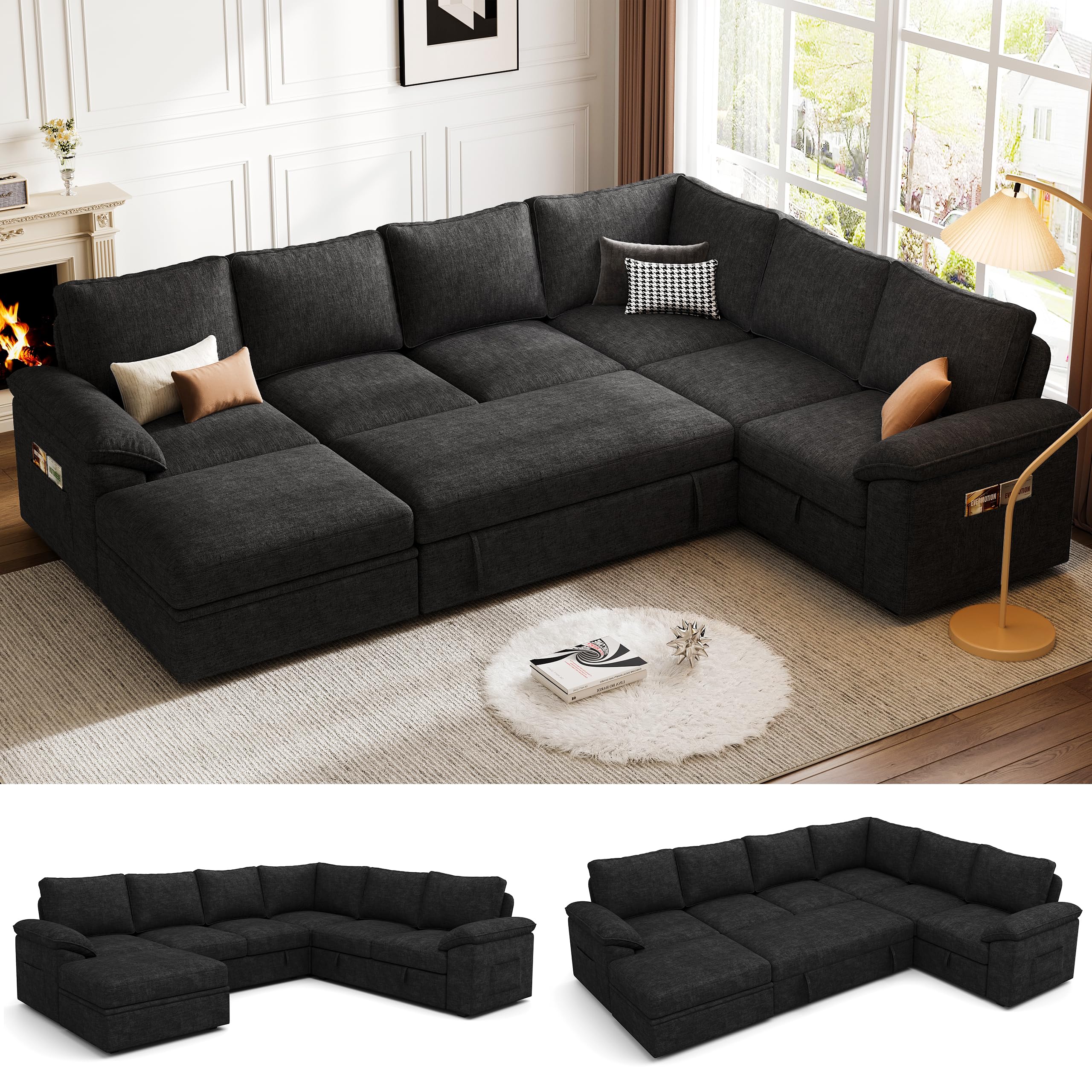 108-Inch Sectional Sleeper Sofa