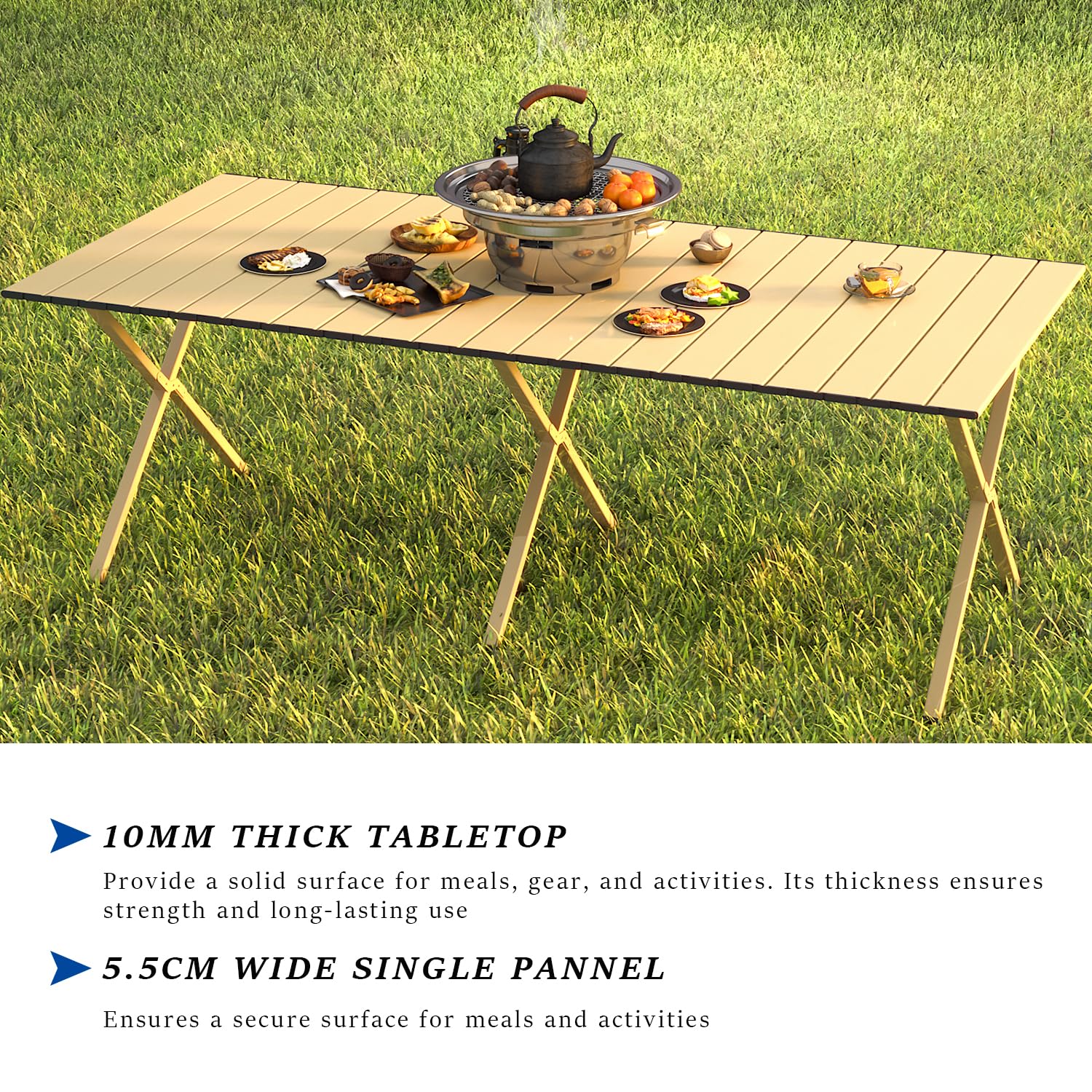 Pique-nique Portable Table De Camping Pliable GOLDFAN - 88,5x58x43 Cm - Jaune - Parfaite Pour Pique-Nique, Jardin, Barbecue Table Extérieure Pliable