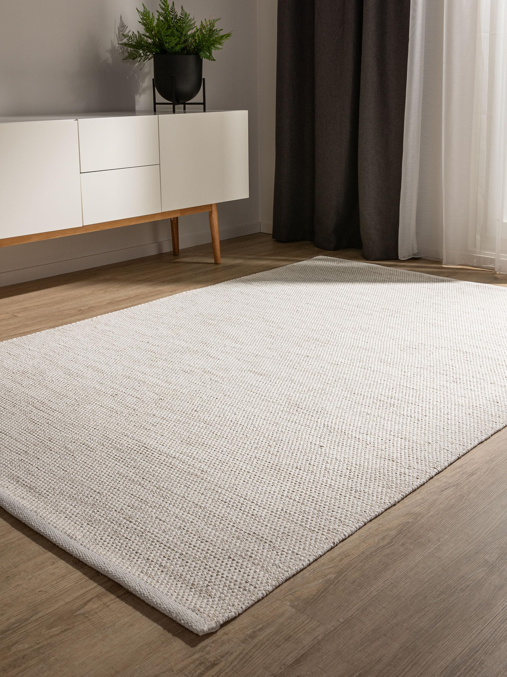 benuta Alfombra básica de algodón Ron, color crema, 60 x 120 cm, 100 % algodón, rectangular y en estilo: liso, minimalista, natural, fácil de limpiar, para salón o dormitorio