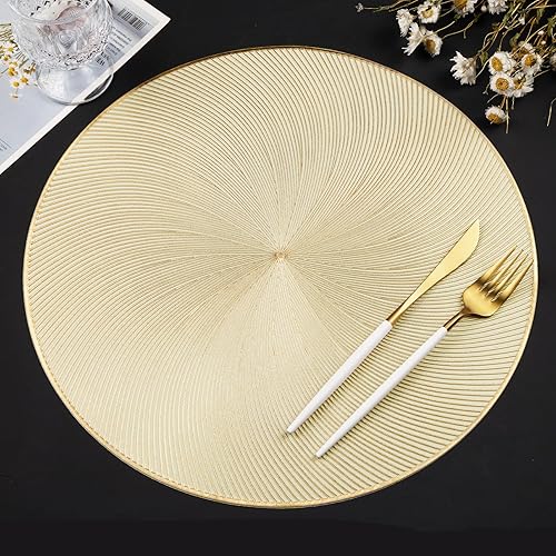 Miniatura 10 de Juego de 6 manteles individuales dorados, manteles individuales creativos con flores 3D impermeables y a prueba de aceite - manteles individuales