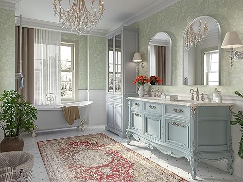 Miniatura 106 de Brightify Espejo arqueado, espejo de pared de arco negro de 26 x 38 pulgadas, espejo de baño negro con marco de metal, espejo de tocador de baño