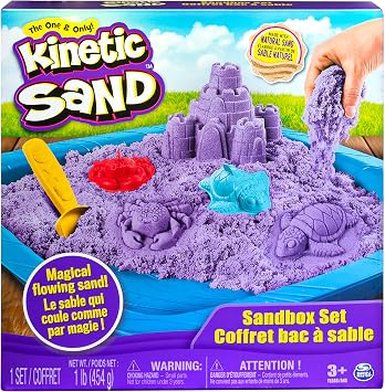 Kinetic Sand, Sandbox Playset with 1lb of Purple and 3 Molds, for Ages 3 and up