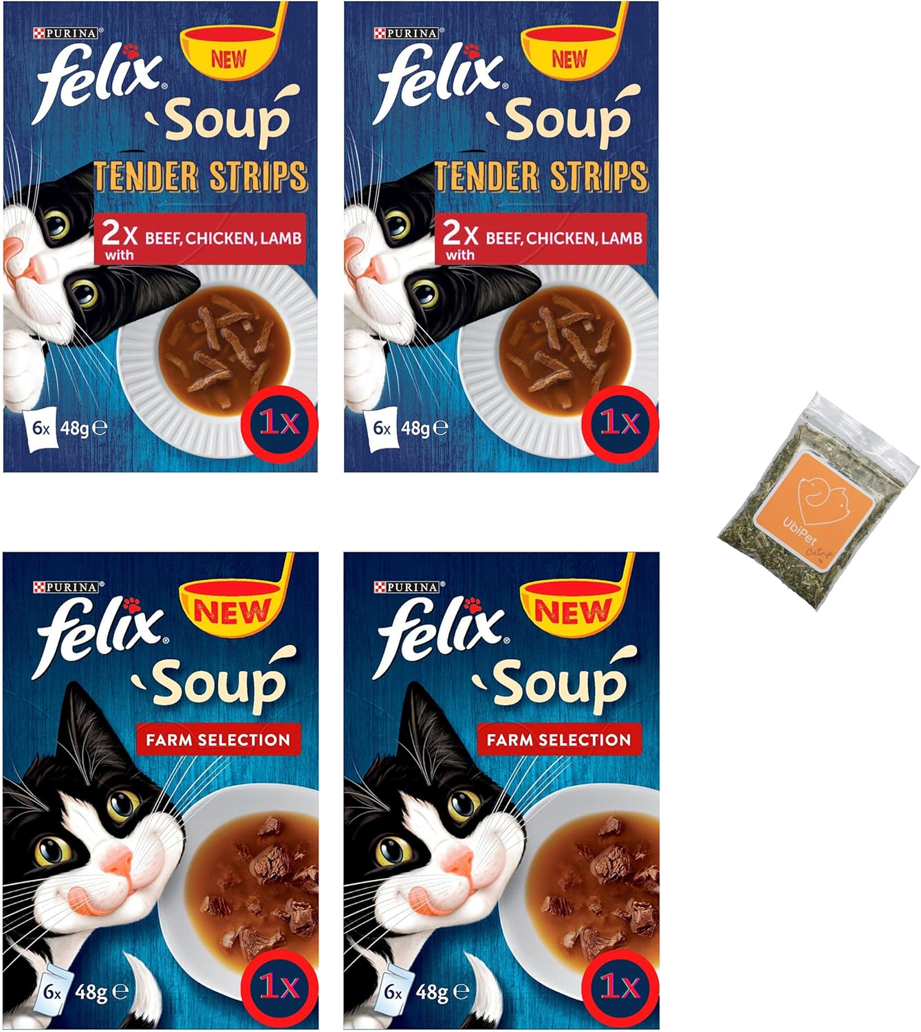 Cat Soup Bundle Including Purina Felix Pack of 4 (24 Pouches x 48 gram