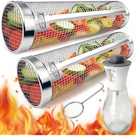 Upgraded XXL Rolling Grill Basket: The Ultimate Grilling Masterpiece