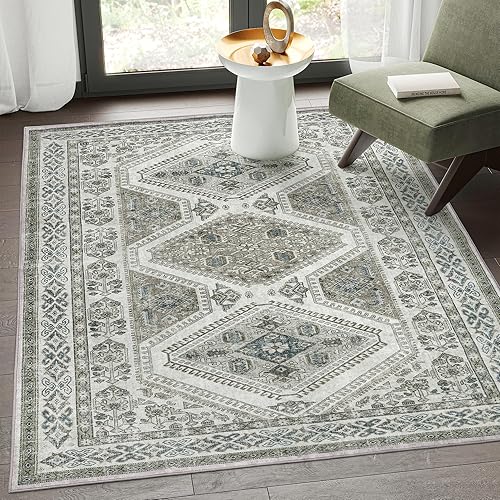 Rugland Alfombras de 6 x 9 pies, resistentes a las manchas, alfombras antideslizantes para sala de estar, alfombras tribales vintage (6 x 9 pies, disponible en Yaxa El Salvador