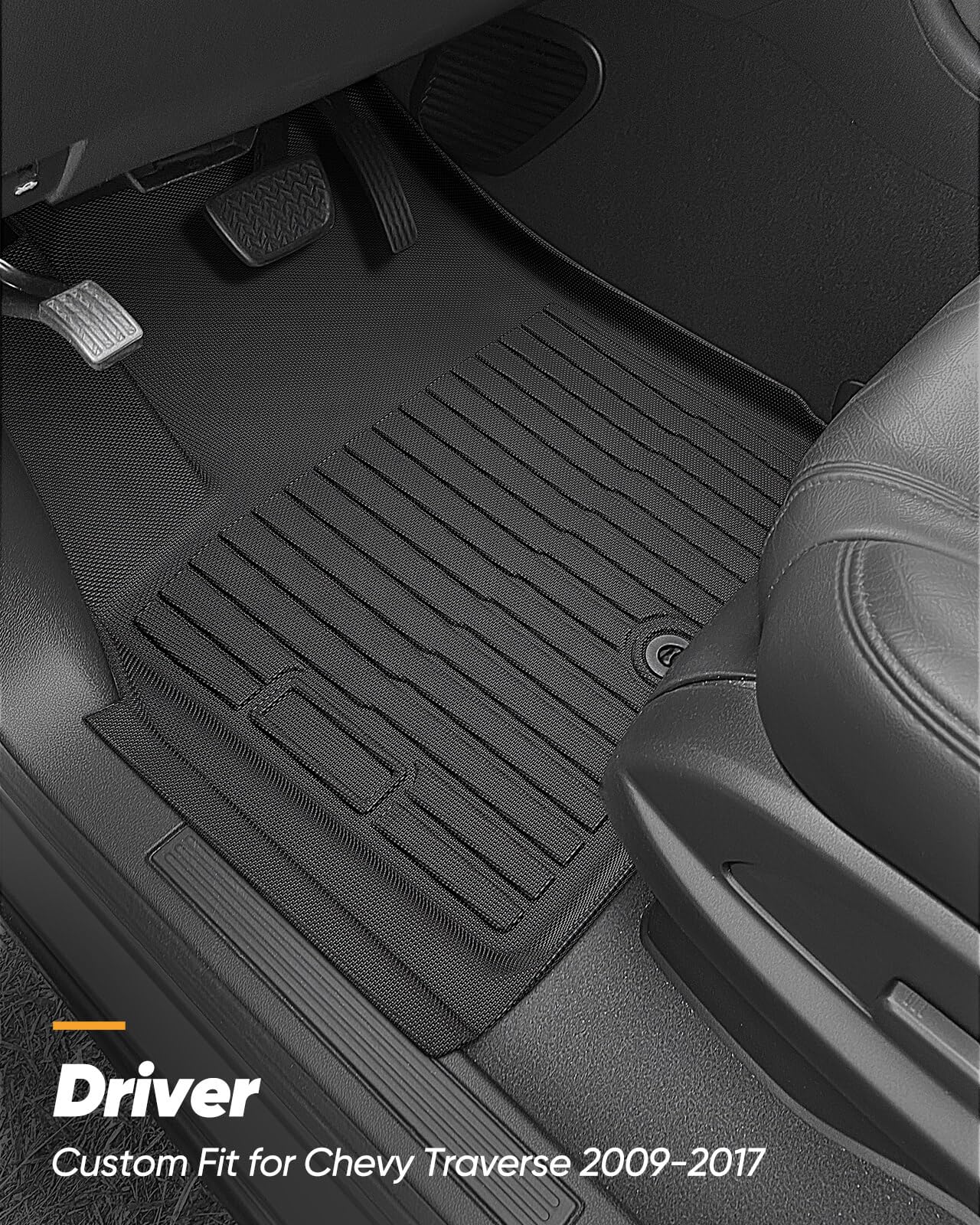 All Weather Floor Mats Cargo Liner Custom Fit for Chevy Traverse 2009-2017 Only Fits Captains Chairs Front 2nd — view 4