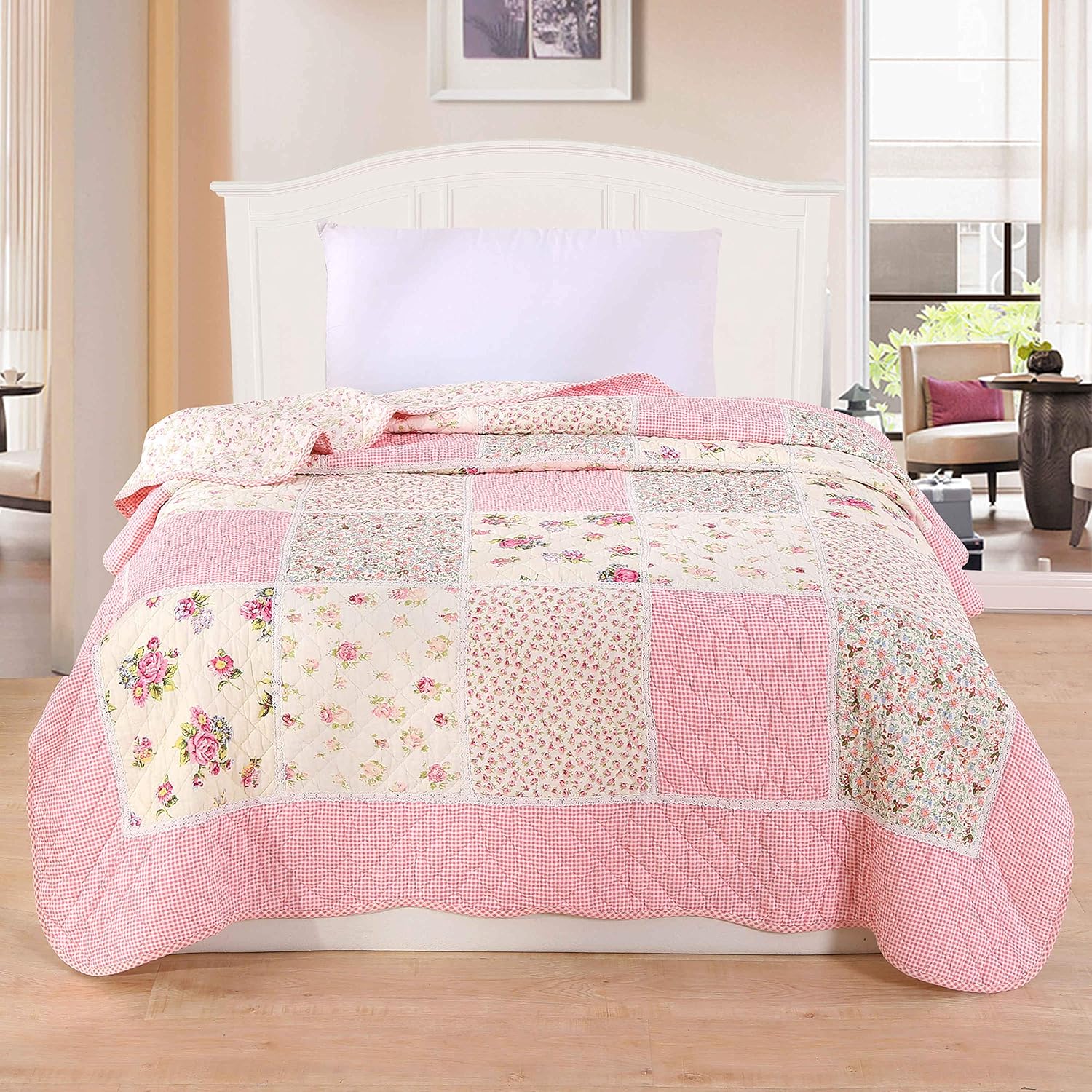 Alicem all Cotton Quilted Patchwork Bedspread SetSoft Cotton Percale