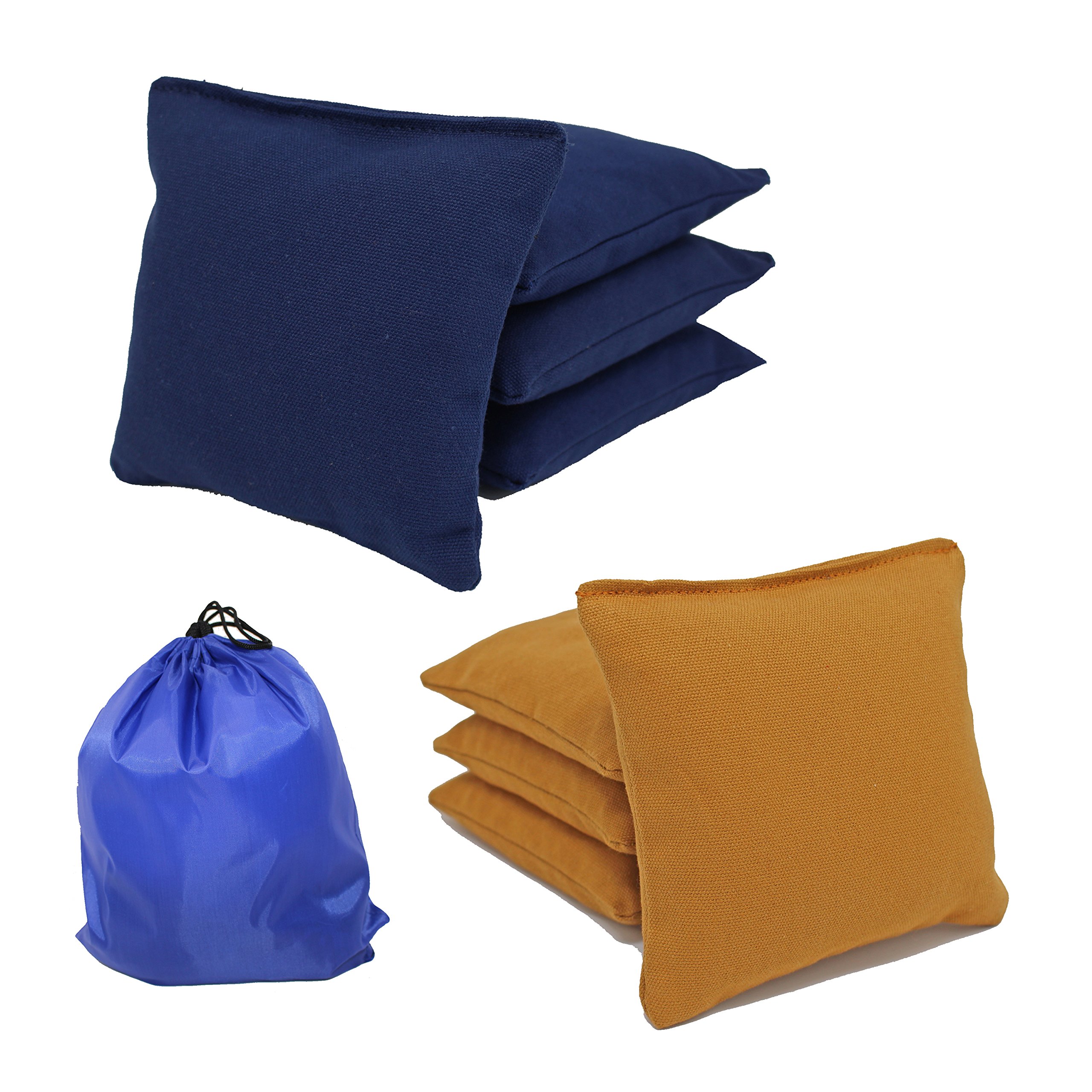 Free Donkey Sports Regulation Cornhole Bags. Corn-Filled. Includes Storage Bag. Choose Your Colors (Navy/Gold)