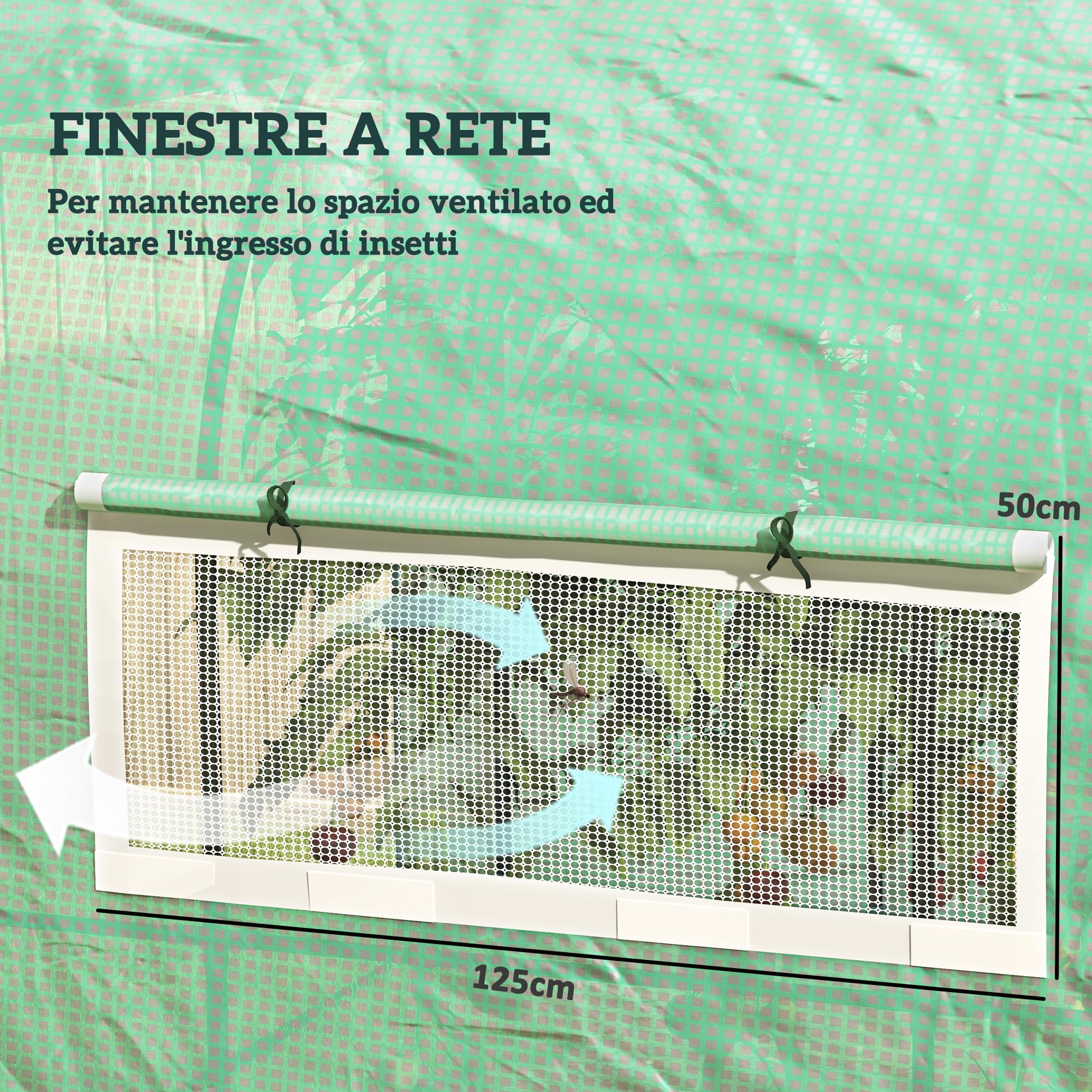 Outsunny Serra da Giardino a Tunnel 3x2x2 m con Porte e Finestre Avvolgibili, Serra per Orto con Struttura in Acciaio e Copertura PE, per Orto Verdure Fiori Frutta, Anti UV, Verde