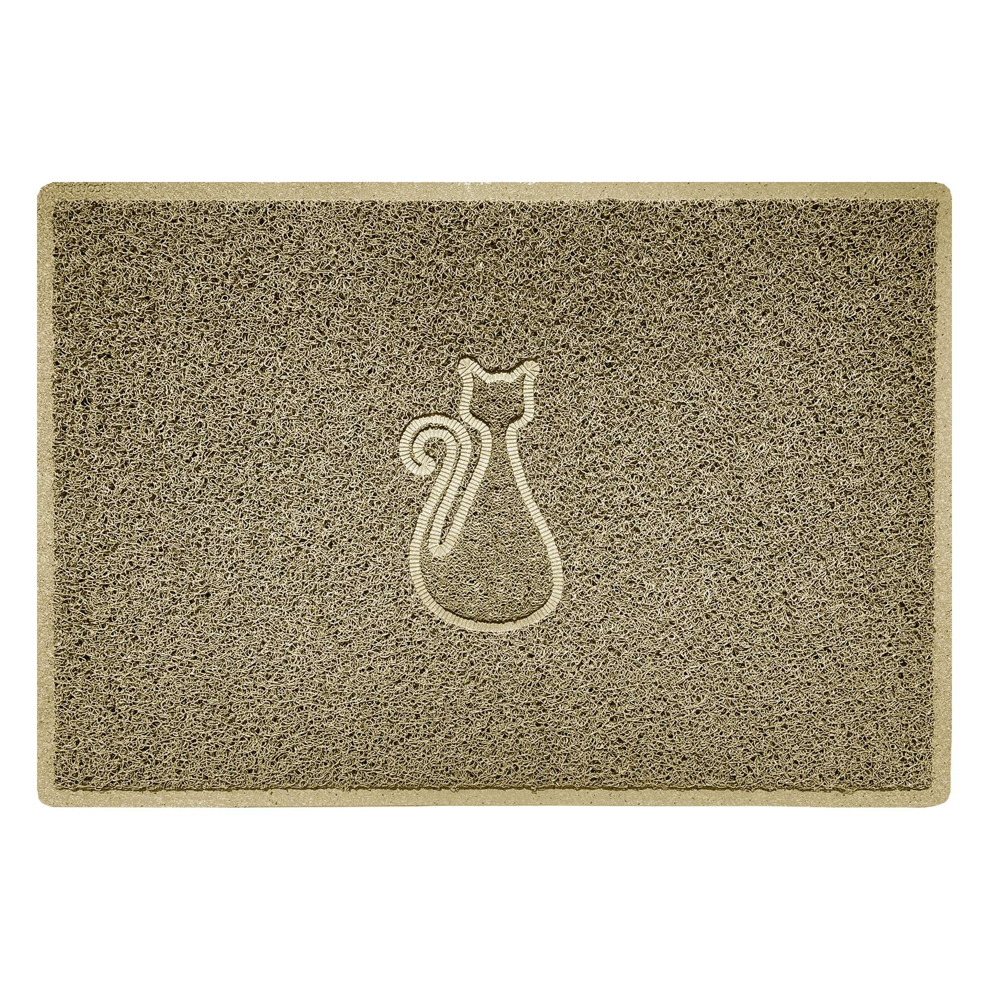 Nicoman CAT Embossed Shape Door Mat Dirt-Trapper Washable Barrier Doormat-(Use Indoor or Sheltered Outdoor)-(90x60cm/3x2ft,Large) Beige