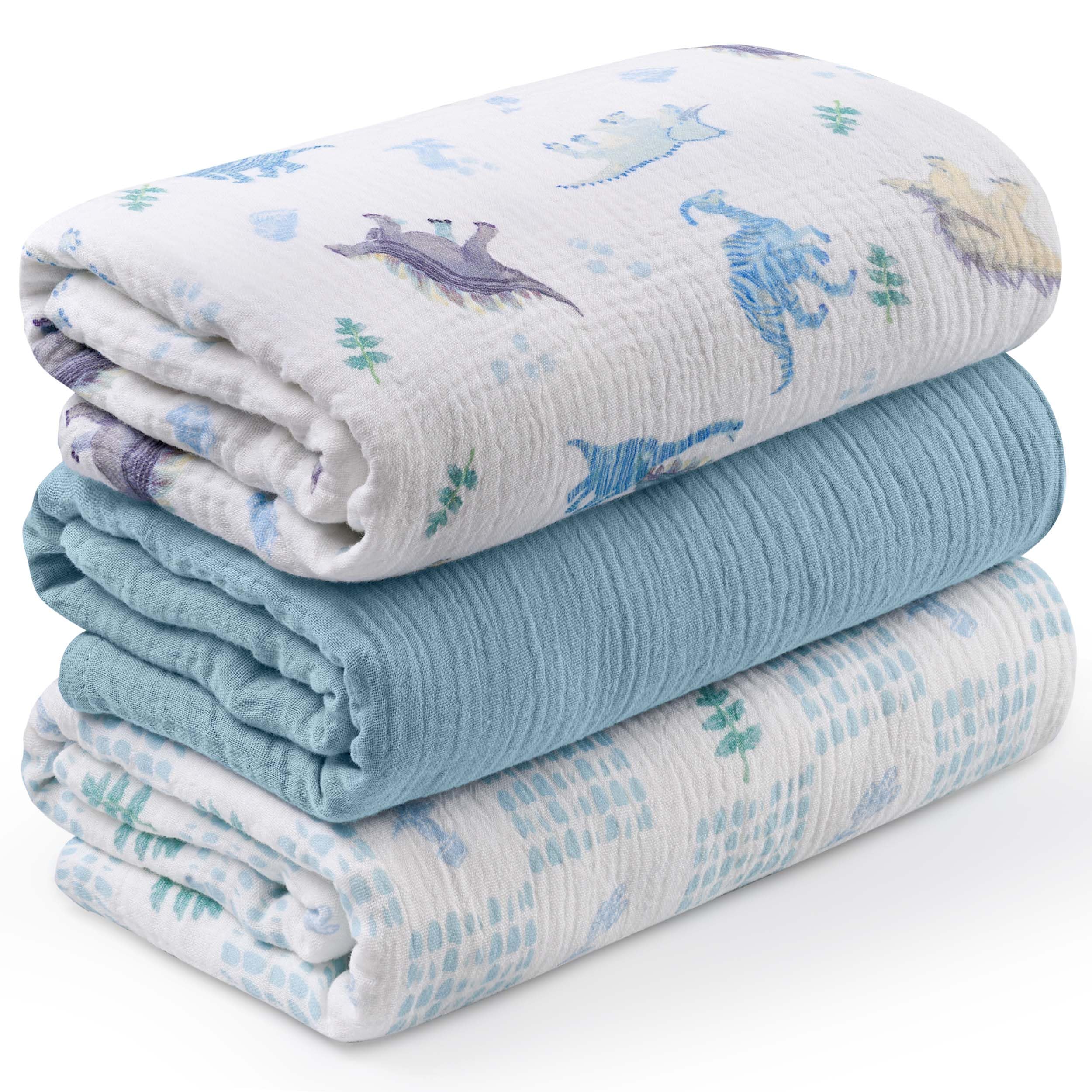Lange d'emmaillotage respirant Soarwg Kids grand tissu mousseline doux imprimé dinosaure pour bébé