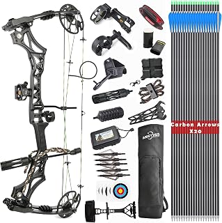 surwolf Compound Bow Kit, Hunting and Target, Limb Made in USA,Draw Weight 30-70 lbs Adjustable, Draw Length 19-31",up to IBO 320FPS Speed, Package with Archery Hunting Accessories