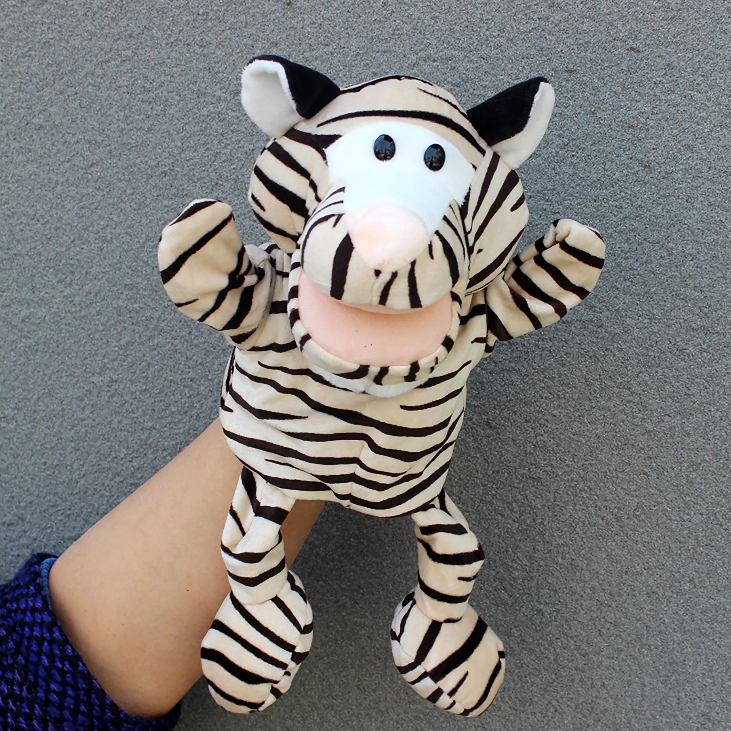 Marionetas de mano de animales para niños, incluye lobo, tigre, león, mono con patas, perfectas para contar historias, enseñanza, preescolar, regalos de cumpleaños (boca abierta móvil) — view 6
