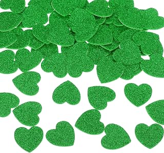 sourcing map 60 calcomanías de espuma con purpurina de 2,5 cm, autoadhesivas, brillantes en forma de corazón, para suministros de manualidades, bricolaje y decoración, color verde