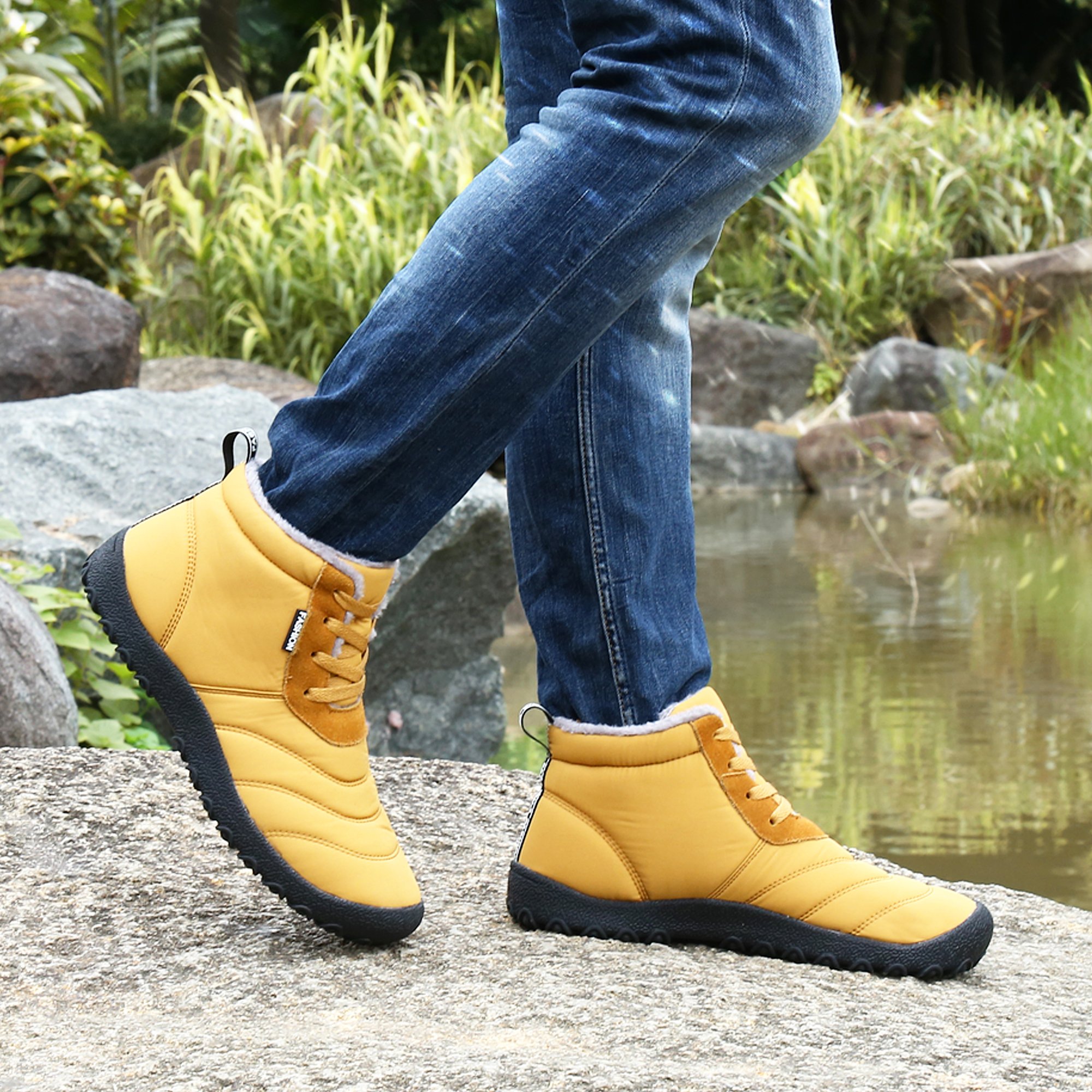 Krótkie buty damskie, Popoti buty śniegowe unisex zimowe ocieplacze kostki ciepłe płaskie antypoślizgowe buty na zewnątrz