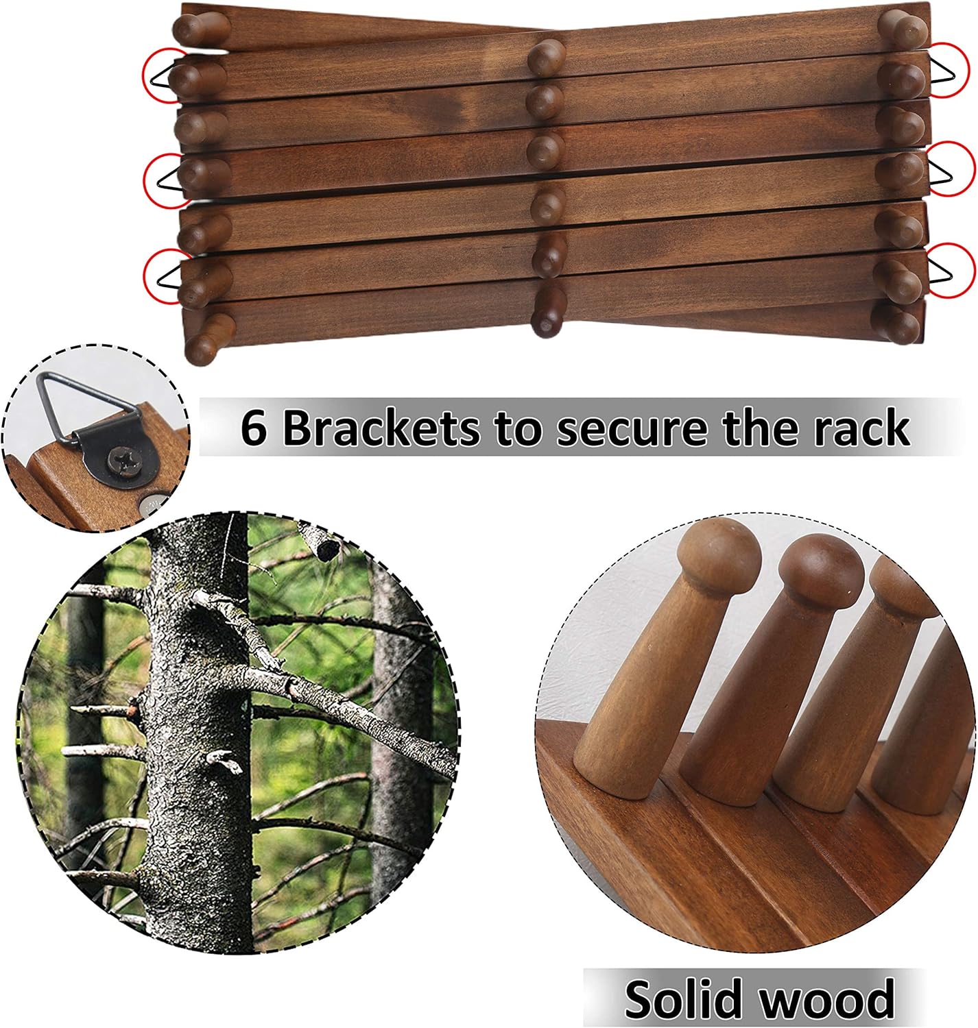 Buy WEBI Accordian Wall Hanger,Expandable Wooden Coat Rack Wall Mounted