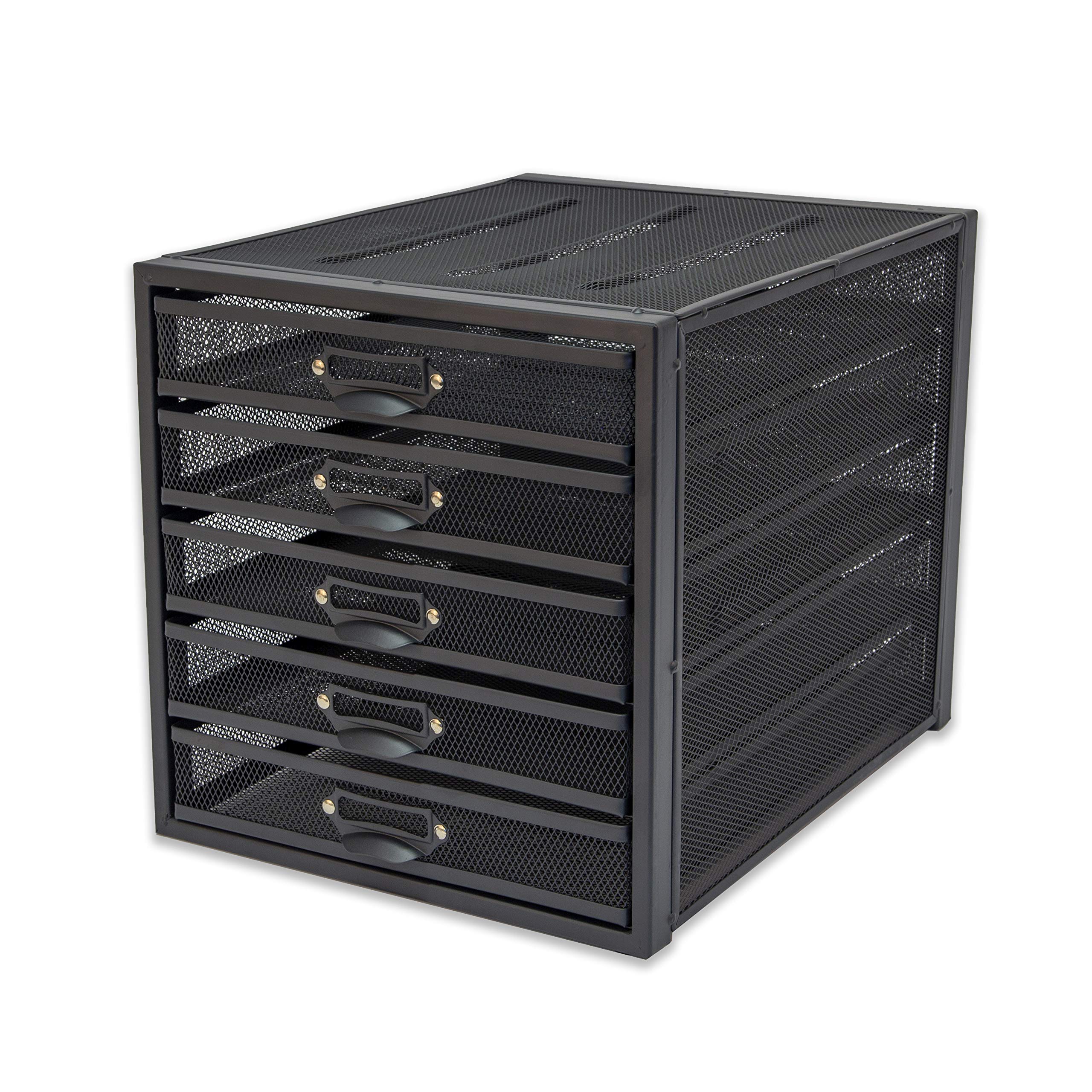 OSCO Graphite Wiremesh 5 Tier Paper Sorter | File Holder | Large A4 Capacity | Paperwork Organiser | Document Storage | Fully Assembled | Stackable | Rubber Feet | 285 x 275 x 355 mm