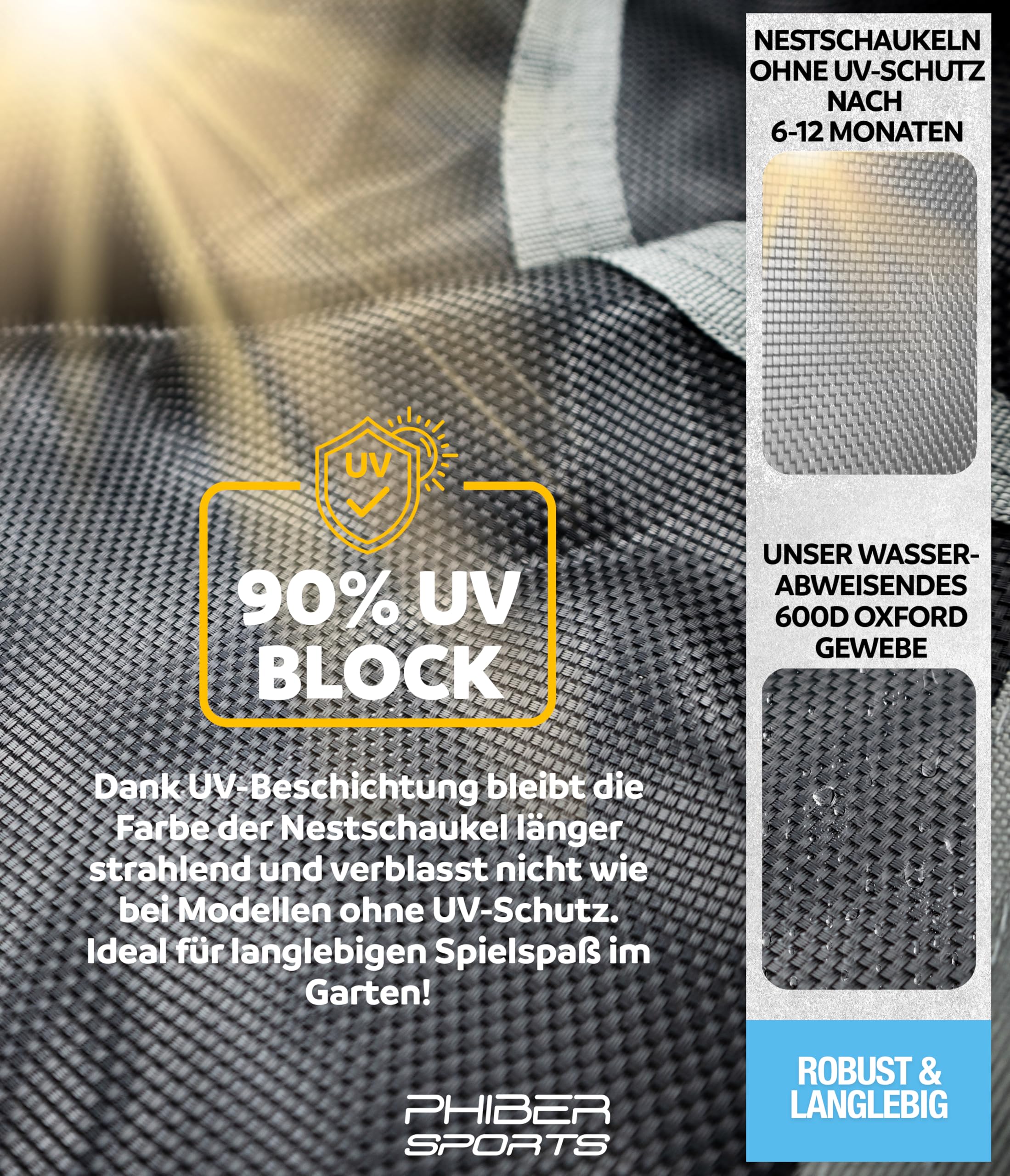 PHIBER-SPORTS Huśtawka talerzowa dla dzieci Ø 100 cm, z poduszkami, regulacją wysokości, odporna na warunki atmosferyczne