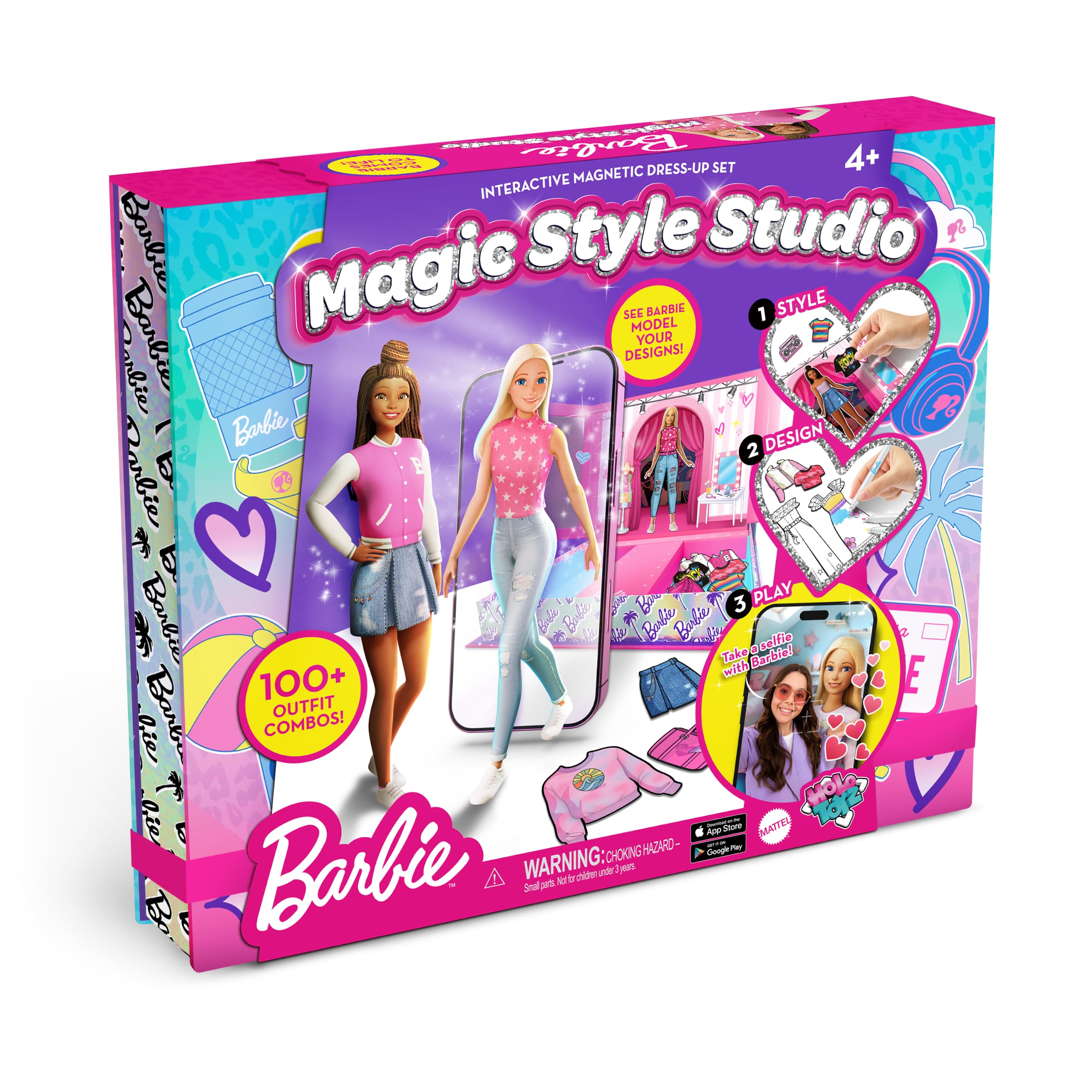 Barbie Magic Style Studio- Magnetic AR Dress Up Dolls Fashion Kit, Gift 4+