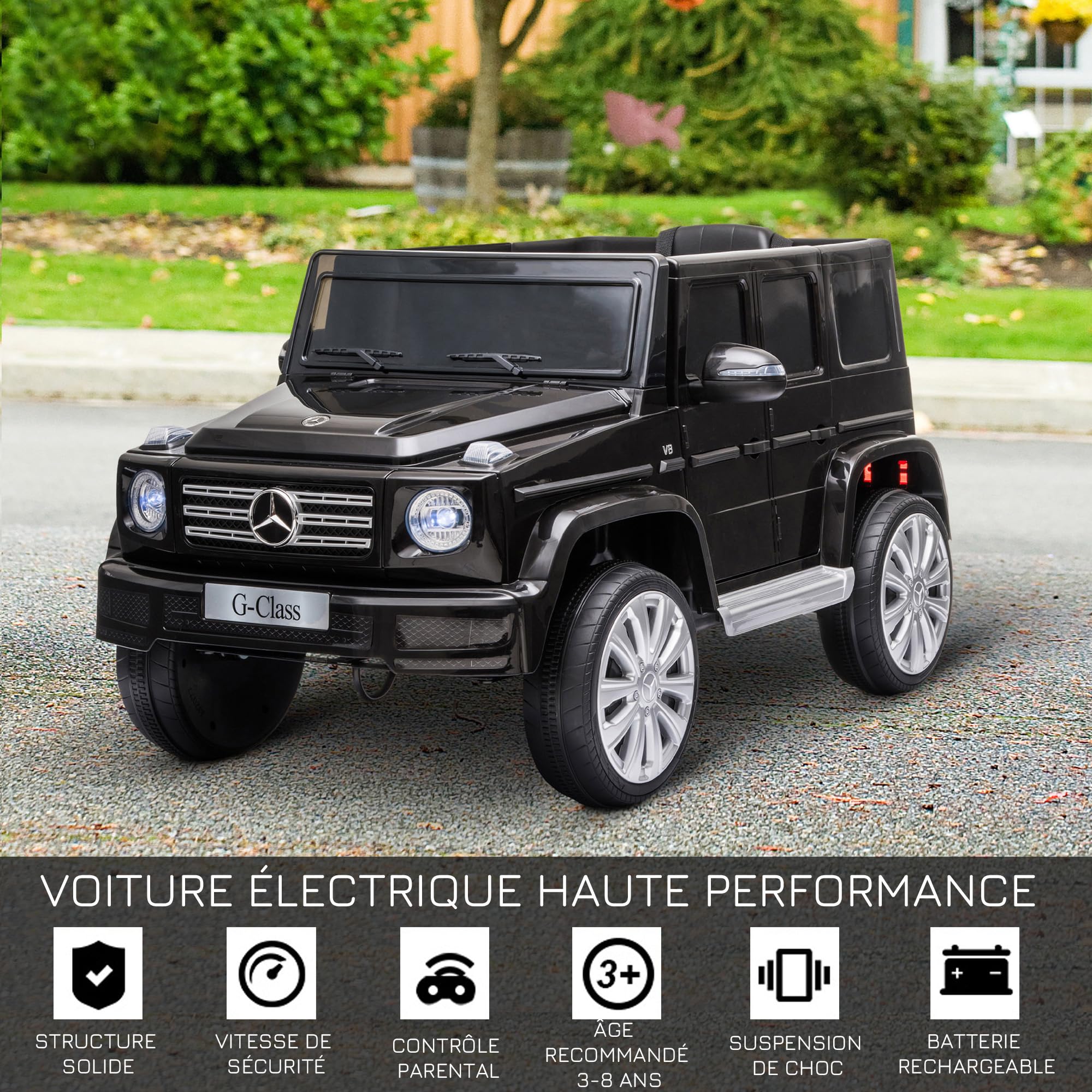 HOMCOM Voiture Électrique Enfant Véhicule Mercedes Benz 12 V, 5 Km/h, Noir