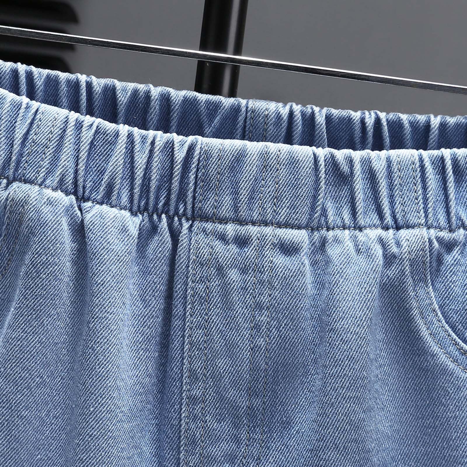 Kurze Baggy Jeans Jungs - Shorts Jungen, Jogginghose Kinder, LäSsige, Lockere Shorts - Jeans für Jungen Mit Weitem Bein Und Taschen geeignet für Reisen Im Freien Und Zum TäGlichen Tragen.