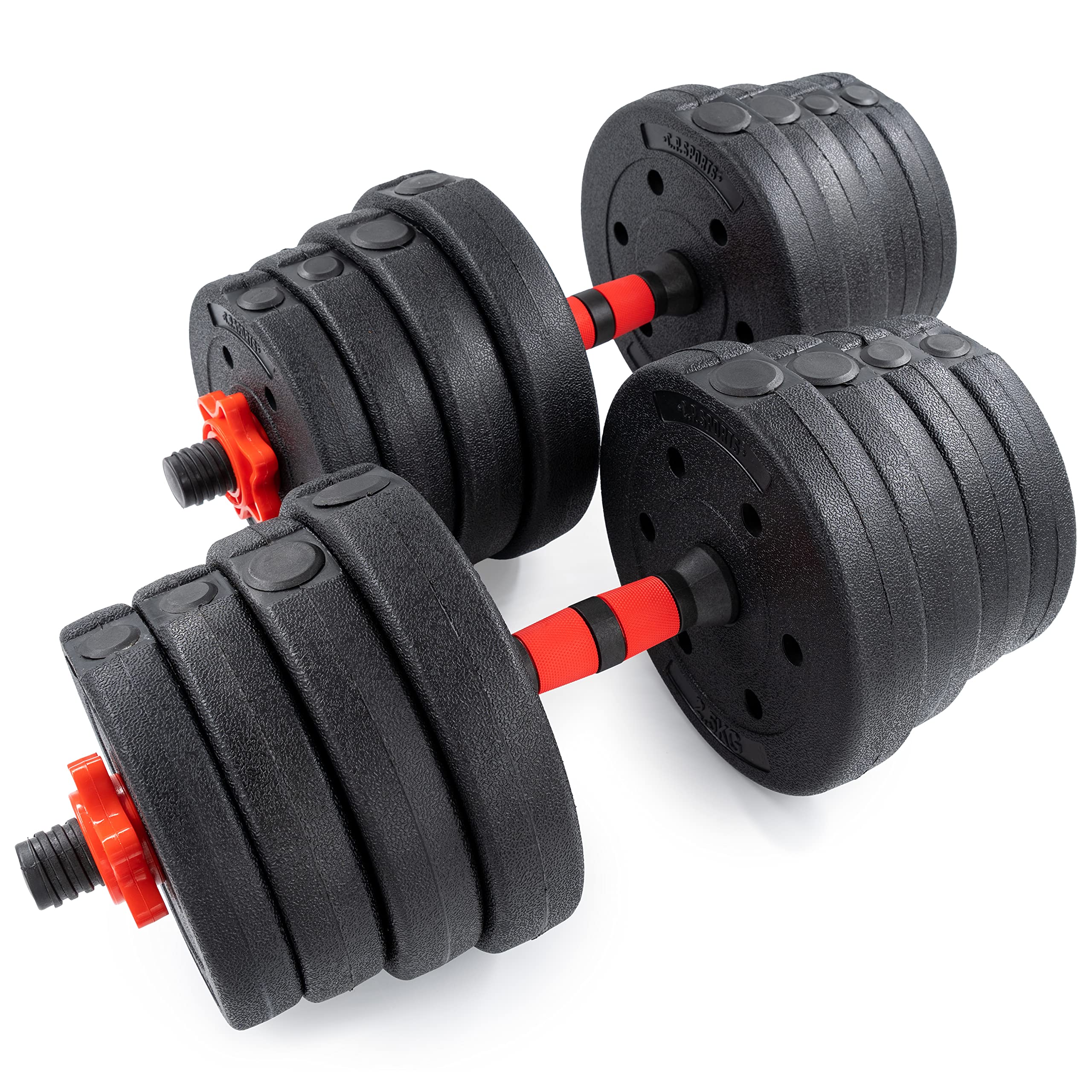 C.P. Sports 2in1 Kurzhantel – Langhantel Set 20kg / 30kg / 40kg | Hantelscheiben – Gewichte – Hantelstangen | verstellbare Hanteln – Hantelset für Krafttraining, Fitness, Home Gym