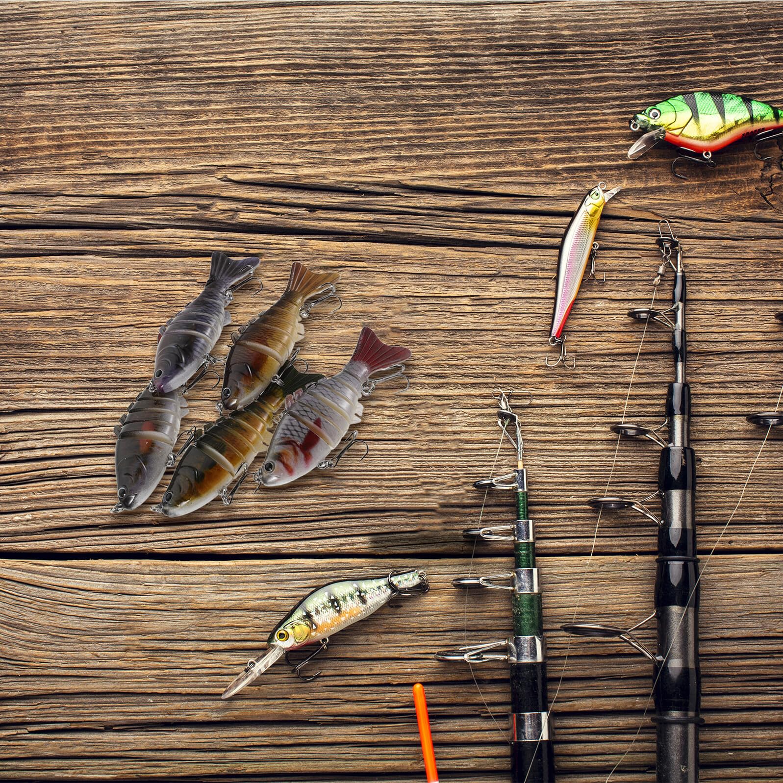 SUPVOX Kit 10 Esche da Pesca Segmentate Swimbait 10 Cm in Plastica Rigida, Esche Artificiali Multisezione per Pesca in Lago, Fiume e Mare, Esca da Nuoto per Black Bass e Pesci