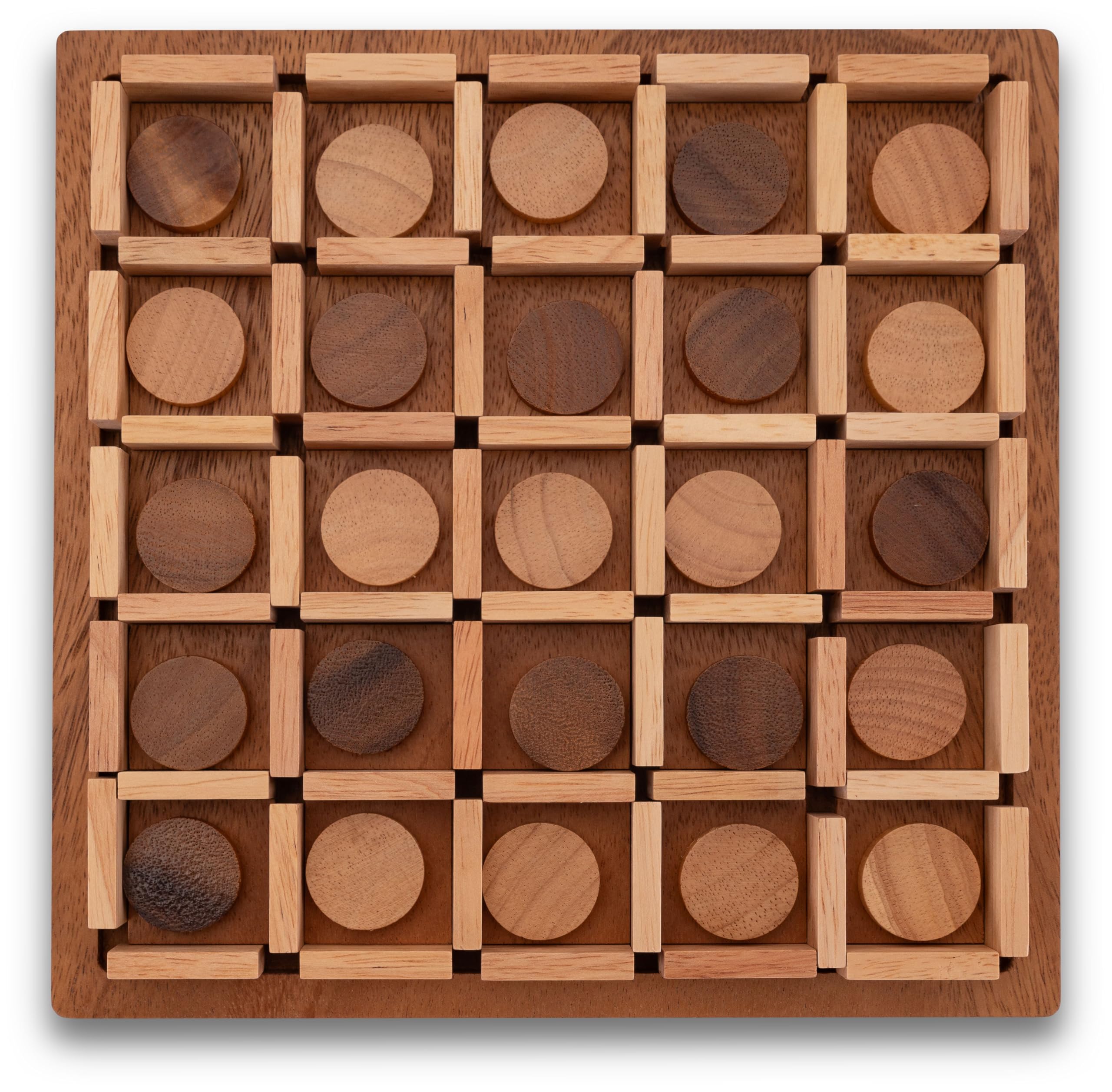 LOGOPLAY Dots and Boxes - pudełko na sery - dla 2 graczy - pole do gry 22 x 22 cm - gra strategiczna z drewna