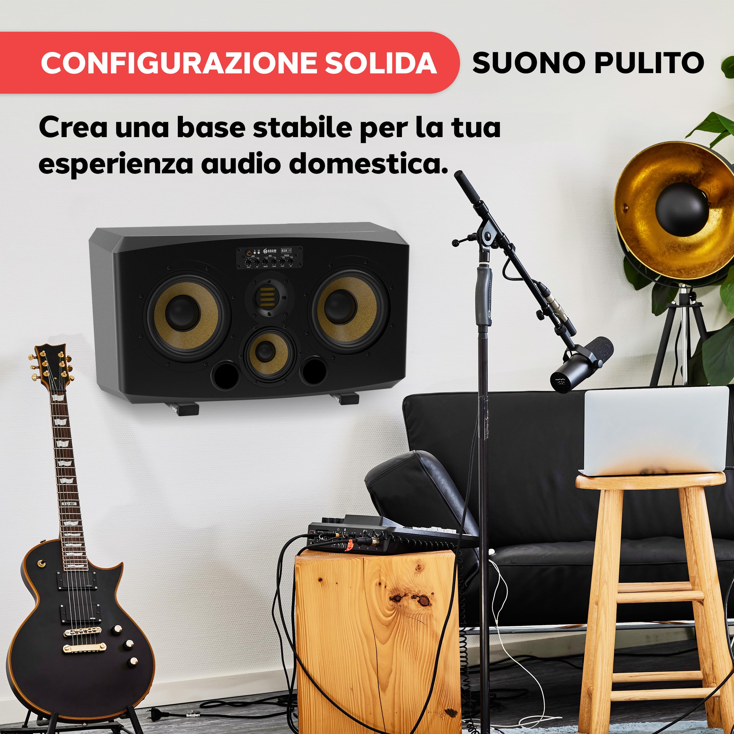 Pyle Supporto Casse Audio da Parete Regolabile, Bracci Estensibili in Acciaio 17-30 cm, Capacità 50 kg, per Casse DJ, Cassa Bluetooth e Speaker, 2 Pezzi