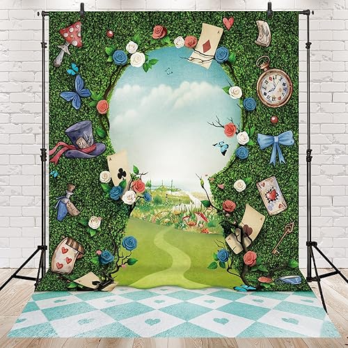 Miniatura 1 de Newsely Fondo de fotos de fiesta de té verde del país de las maravillas de 5 pulgadas de ancho x 7 pulgadas de alto, para fotografía de tablero de