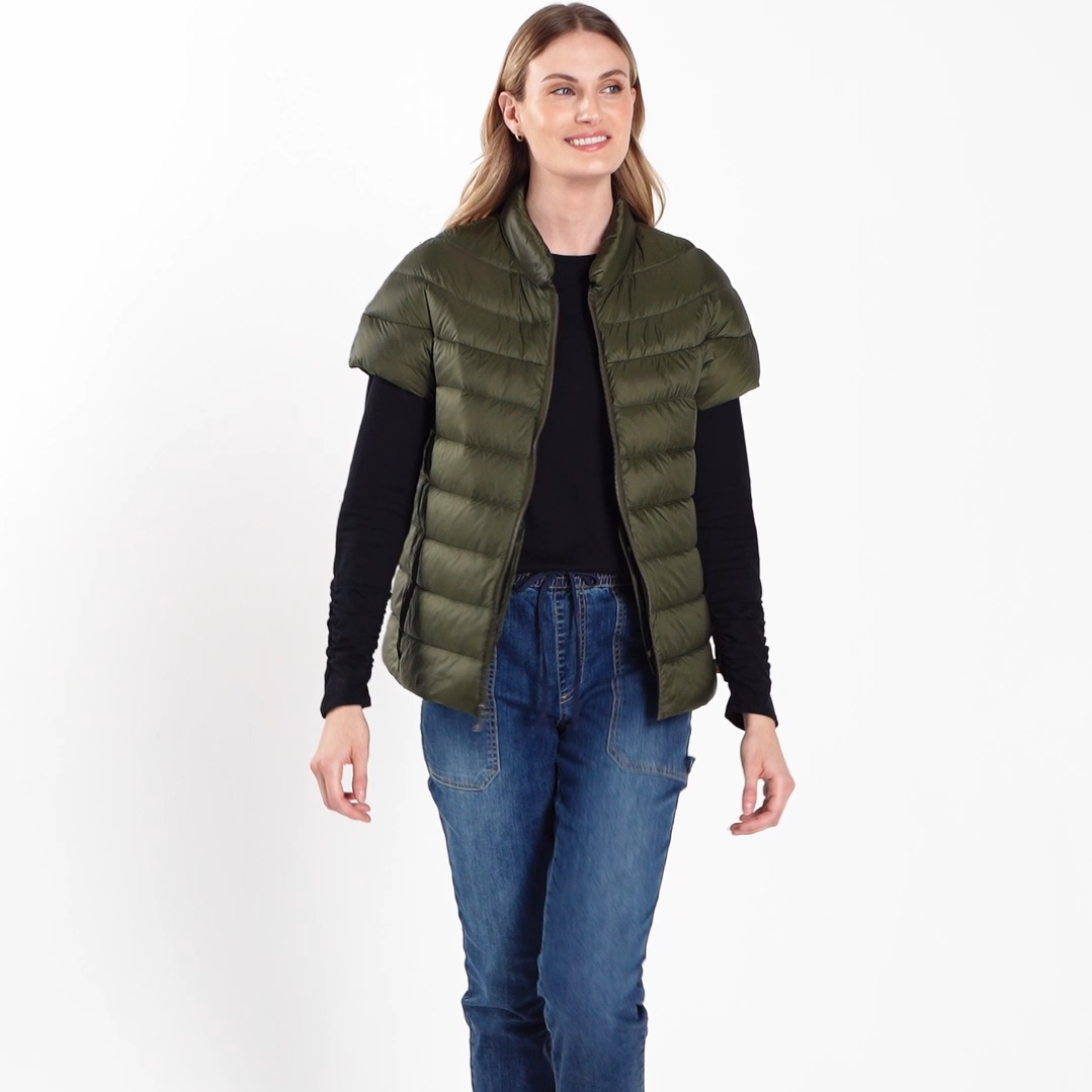 Martha Stewart Women's Quilted Down Puffer Vest, Lightweight Short