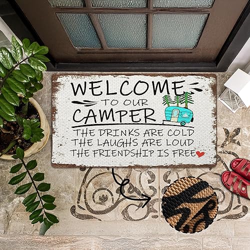 Miniatura 162 de Tapete divertido para puerta de campamento de 17 x 30 pulgadas, regalos de campamento para mujeres, alfombras de cámper para interior, alfombra