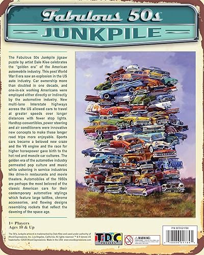 Miniatura 8 de TDC Games Rompecabezas de coche clásico fabuloso de los años 50, rompecabezas vintage de 1000 piezas para adultos