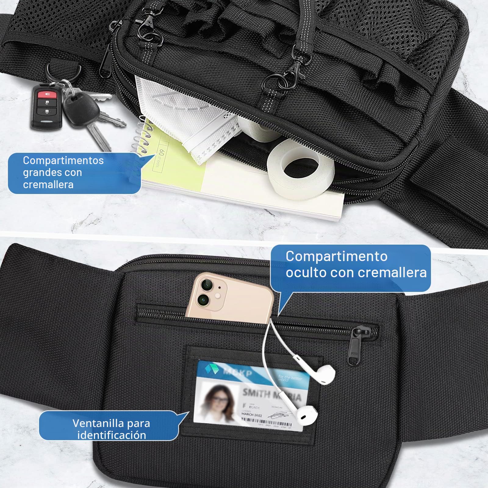SITHON Riñonera para Enfermera con Soporte de Cinta, Multicompartimento Cinturón de Enfermería, Organizador Bolsa para Estetoscopios, Tijeras para Vendajes y Otros Suministros Médicos,