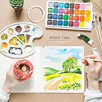 Vista 9 de Yopih Artists - Cuaderno de bocetos de acuarela de lino premium, cuaderno de acuarela de 5.5" x 5.5" con papel de algodón de prensa en frío